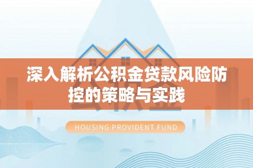 临江深入解析公积金贷款风险防控的策略与实践